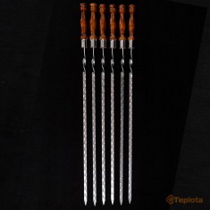  Шампур 610 (490) х 12 х 3 мм, плоский з дерев'яною ручкою Преміум (ціна за 6 шт.) 