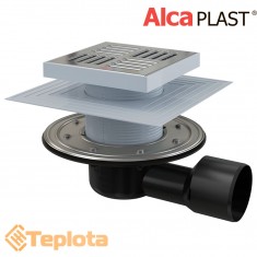  Alcaplast Зливний трап APV3444 150х150/50/75 мм, решітка з нержавіючої сталі, мокрий та сухий гідрозатвор 