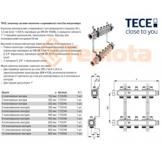  TECE Колектор для систем опалення на 8 контурів з регуляторами, нерж. сталь (712546) 