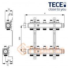  TECE Колектор для систем опалення на 3 контура з регуляторами, нерж. сталь (712541) 