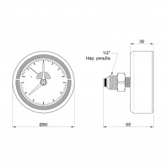  Термоманометр SD Plus 80 мм 1/2