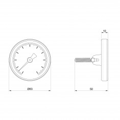  Термометр SD Plus 120ºC 63 мм накладний SD175 