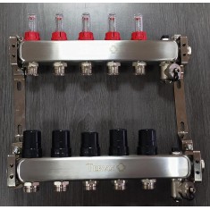  Колектор на 5 конт., з витратомірами, краном Маєвськ. та зливним, нерж.сталь Tervix 501205 Pro Line 