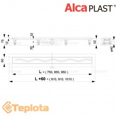  Alcaplast Душовий трап (водостічний жолоб) APZ8-SIMPLE з перфорованою решіткою, 950 мм 