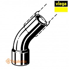  Viega Коліно 45гр під пайку 15 (відвід 45 однорозтрубний Cu мідь, Viega 95040), арт. 100292 