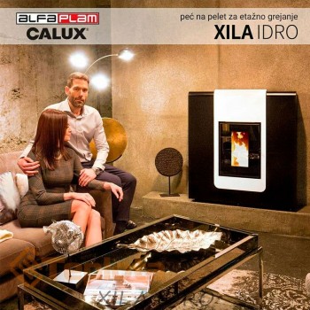 Пелетна піч - камін Alfa-Plam CALUX Xila Idro 18 кВт (бронза) з водяним контуром 