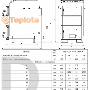  Котел твердопаливний Kraft D 12 кВт без автоматики (Котел Крафт Д - нижнього горіння) 