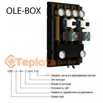  Ole-Pro Готове насосне рішення на 2 контури OLE-BOX OZB – S – 43 – 2 (F-6, M-6) змішувальний 20-45°C + змішувальний з приводом 220В + гідрострілка 